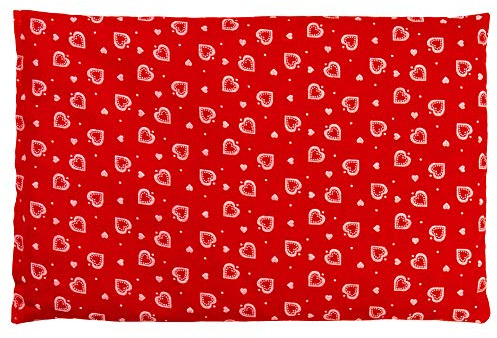 GIRAFFENLAND Bio-Dinkelkissen 30 x 20 cm, Herzen-rot - Als Wärmekissen & Kältekissen - Bio-Dinkel Körnerkissen für Mikrowelle und Backofen - 30x20cm