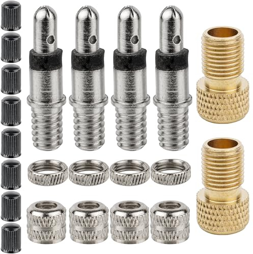 Fahrrad Blitzventil Ersatz Set, 22 Pack, für Dunlop Ventil, Kit mit Fahrradventil, Ventilkappe, DV SV auf AV Ventil Adapter, Normalventil Reparatur Einsatz, Zweirad Ersatzventil, Einsatzventil Bike