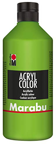 Marabu 12010075282 - Acryl Color blattgrün 500 ml, cremige Acrylfarbe auf Wasserbasis, schnell trocknend, lichtecht, wasserfest, zum Auftragen mit Pinsel und Schwamm auf Leinwand, Papier und Holz