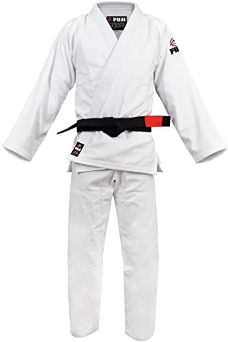 FUJI Mädchen BJJ Uniform, Weiß (schwarzer Schriftzug), A2