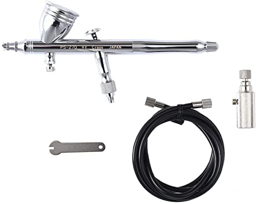 Mr. Hobby PS270 Procon Boy FWA, Double Action Platinum 0.2, Airbrush Pistole, Für Kunst, Illustration, Modellbau, Miniaturmodelle, 0,2 mm Düse, 10 ml Becher, Chrom, Edelstahl