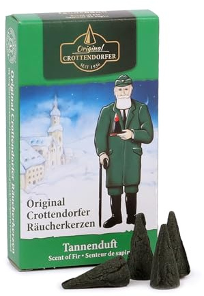 Crottendorfer Räucherkerzen - Räucherkerzen/Duftkerze - Tannenduft - 24 Stück, Größe M - Made in Germany