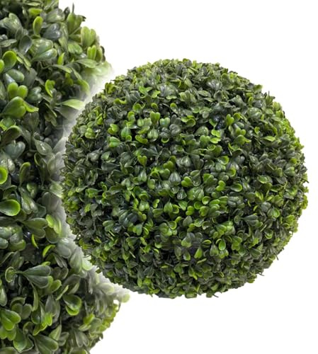 McPalms künstliche Buchsbaumkugel Ø ca. 40 cm, zusammengebaute Kugel, Kunstpflanze UV-beständig, Buchsbaum, Buxus Buxkugel, wie echt, Wohnzimmer, Flur, Eingang, Büro, Garten Deko