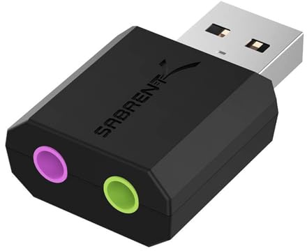 SABRENT USB Externe Soundkarte, USB auf Klinke 3,5mm, Kopfhörer auf Klinke, Audio zu USB Adapter (AU-MMSA)