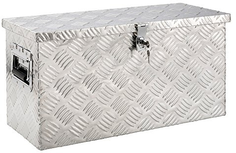 Arebos Truckbox 40 Liter | Aluminium Werkzeugbox mit Schloss | Deichselbox | | 60 x 25 x 30 cm | Anhängerbox Transportbox stabil und wassergeschützt | Inkl. Moosgummidichtung | Silber