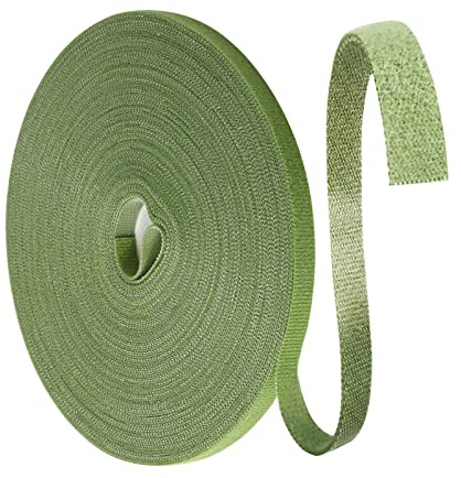 Yoosso 25m Pflanzenbinder Klettband, 10mm Pflanzenband Klett Plant Ties Witterungsbeständig Wiederverschließbar Kabelbinder Klettverschluss Rolle Kletterhilfe für Pflanzen(Grasgrün)