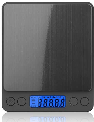 mafiti 3kg/0,1g Küchenwaage Digital, Waage Küche, PCS/Tara-Funktion/LCD Display, Waage Küchenwaage, Kitchen Scale, Schwarz