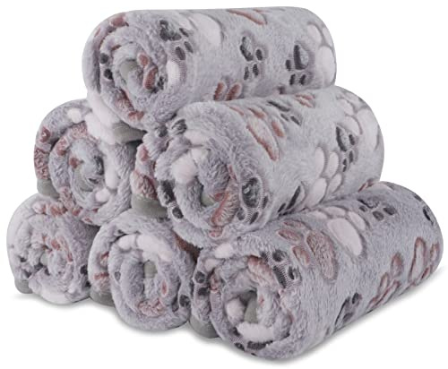 BVAGSS 6 Stück Kleine Flauschige Hundedecke, Weich mit Fleece Flanell Haustier Decken für Kleine Mittlere Hunde Katzen Warmer und bequemer Schlaf XH075 (60 x 40 cm, Grau)