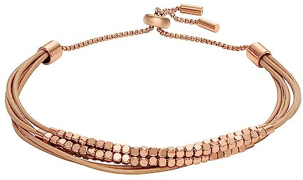 Fossil Armband für Frauen All Stacked Up, Braunes Lederkettenarmband, Länge: 216mm, Breite: 2mm, JF04472791