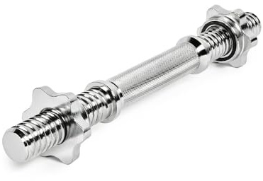 POWER-XTREME KH-G Kurzhantelstange 35cm I Dumbbell Handle I Kurzhantel mit Gewinde I 30mm Durchmesser I Kreuzrändelung I Hochglanzverchromt I Sternverschlüsse