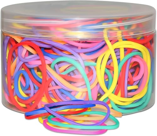 JIKIOU Mehrfarbige Gummibänder für Schule, Zuhause und Büro, 280 Stück farbige Elastikbänder, gemischte Farben (Rot, Gelb, Blau, Grün, Pink, Lila, Orange)