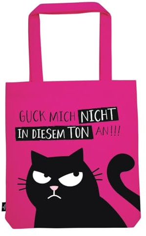 Ed, the Cat Baumwollshopper, Stofftasche aus 100% Baumwolle, mit Katzenmotiv, Shopper mit Standboden für Einkäufe, Büro oder Uni, 39 x 42 cm