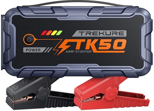 Starthilfe Powerbank für PKW 9000A (All Gas/12,0L Diesel), Auto Starthilfe 26800mAh, 12V Autobatterie Booster mit 800 Lumen Taschenlampe, 2 USB Ausgänge, Verdickt Starthilfekabel, Tragbarer Griff