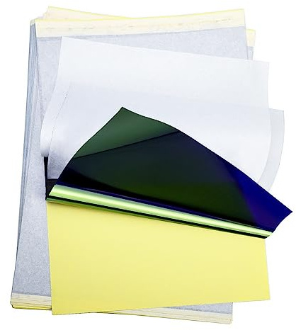 Biomaser Tattoo Transferpapier Schablonen Transferpapier zum Tätowieren, 4 Schichten Premium DIY Transparentpapier Transfer Kit liefert A4 Größe (50)
