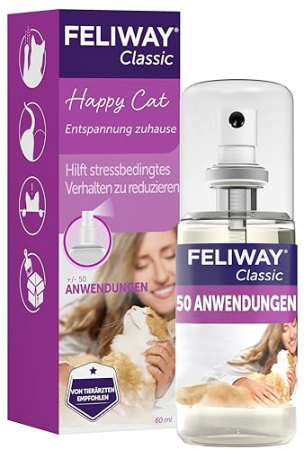 FELIWAY Classic Transport Spray für Katzen | Stressfreie Reise & Transport | sorgt für Entspannung bei punktueller Anwendung gegen Kratz- & Harnmarkieren | 60ml