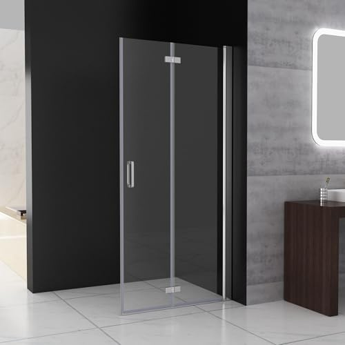 MIQU Faltbar Duschwand 70x197 cm Walk in Dusche Pendeltüren Duschabtrennung mit Falttür Drehtür Duschkabine Nischentür 6mm NANO Sicherheitsglas Duschtrennwand ohne Duschwanne
