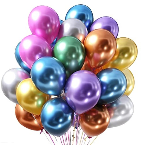 Bunte Metallic-Luftballons, 50 Stück, Partyballons für Geburtstag, Hochzeit, Jubiläum, Babyparty, Abschlussfeier, Party Dekoration
