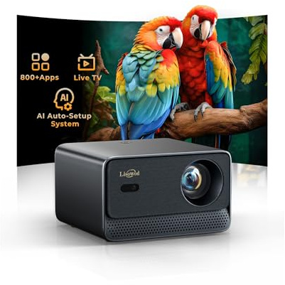 Beamer-4K [800+ Apps Compatible with Netflix, Browser & Live-TV | AI-Auto-Setup & CEC-Steuerung] 1080P Lisowod Smart Beamer WiFi 6, Bluetooth 5.2, Dolby Audio, Heimkino & Outdoor Projektor