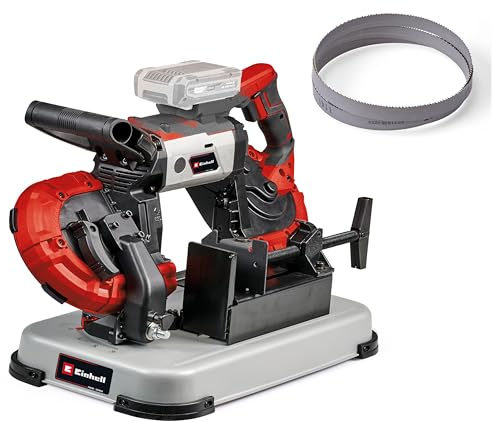 Einhell Akku-Bandsäge TE-MB 18/127 U Li-Solo | PXC | 18 V | 115 mm Schnitthöhe | 127 mm Schnittbreite | Untergestell | LED-Licht | 2x Sägeband für Metall | ohne Akku