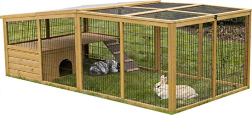 Kerbl Pet Freigehege mit Ausbruchsperre, Freigehege, Auslauf, 220x115x75cm, Spießtanne, Hasen, Kaninchen, Kleintiere, überdacht