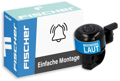 FISCHER Fahrradglocke Mini, passend für alle gängigen Lenker, drehbares Unterteil ermöglicht perfekte Ergonomie, schwarz