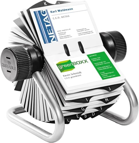 Durable Visifix Rollkartei, für 400 Visitenkarten, Register A-Z, metallic silber, 248123