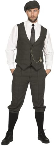 20er Jahre Anzug Knickerbocker Herren-Kostüm Oliv-Schwarz Weste Schiebermütze The Roaring Twenties 20's