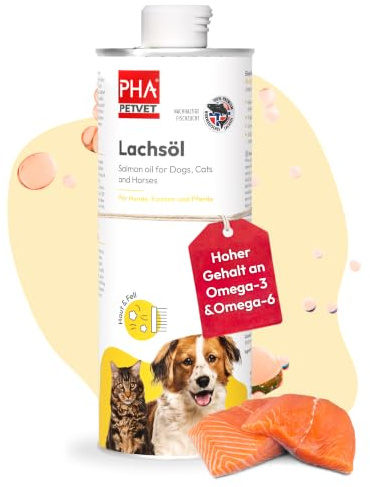 PHA Premium Lachsöl für Hund, Katze & Pferd mit Omega-3 & Omega-6 | Aus Norwegen, reines Premium Fischöl, zur Unterstützung von Haut, Fell, Beweglichkeit & Wohlbefinden, MHD 12.2026