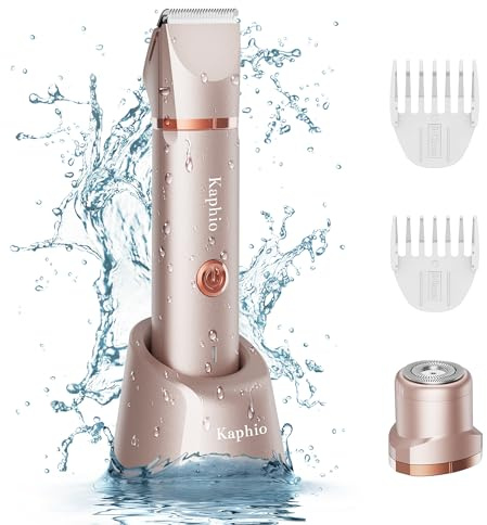 Bikini-Trimmer für Frauen – Intimrasierer: 2-in-1 Elektrorasierer für Frauen – IPX7 wasserdichter Bikini-Rasierer für Reisen & Duschen im Sommer (Rose Gold)