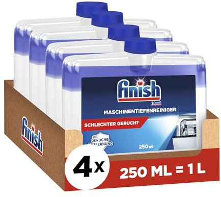 Finish Maschinentiefenreiniger – Flüssiger Maschinenreiniger gegen Kalk und Fett für eine saubere Spülmaschine – Sparpack mit 4 x 250 ml Maschinenpfleger