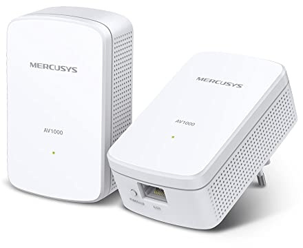 Mercusys Powerline Adapter MP500 KIT, 1000 Mbit/s HomePlug AV2, Gigabit Port, Plug & Play, Ohne WLAN