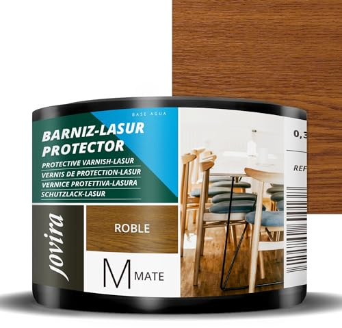 JOVIRA PINTURAS Lack-Lasur Matt Schutzlack auf Wasserbasis. Dekoriert und schützt Holz. (375 Milliliter, Eiche)