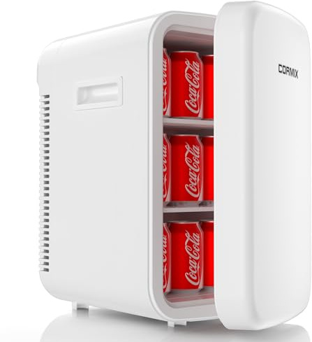 Cormix Mini Kühlschrank 18L, 2 in 1 Kleiner Kühlschrank mit Kühl- und Heizfunktion, Tragbar mit Kühl- und Heizfunktion, Kleiner Getränkekühlschrank 12V DC/220V AC für Hause Büro Camping und Auto