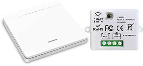 DieseRC Funk-Lichtschalter, Funk-Sender-Sicherheitsschalter und Empfänger-Controller 10A, einfache Installation für Lampen bis 1500W