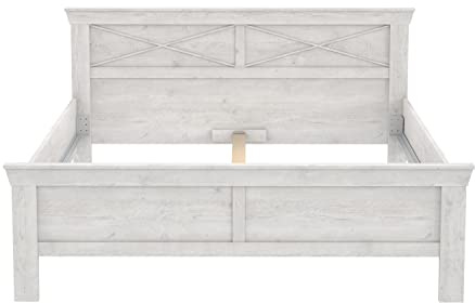 FORTE Kashmir Bett, Liegefläche 180 x 200 cm, Holzwerkstoff, Pinie Weiß, B x H x T: 191,3 x 99,4 x 210 cm
