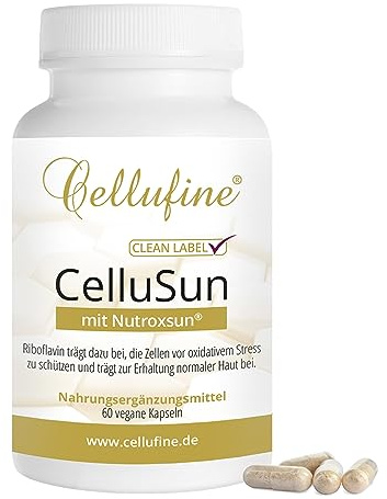Cellufine® CelluSun mit Nutroxsun® - 60 vegane Kapseln | optimiert mit Riboflavin, Nutroxsun® und Aloe Vera, allergenfrei, glutenfrei, lactosefrei, vegan ohne Zusatzstoffe