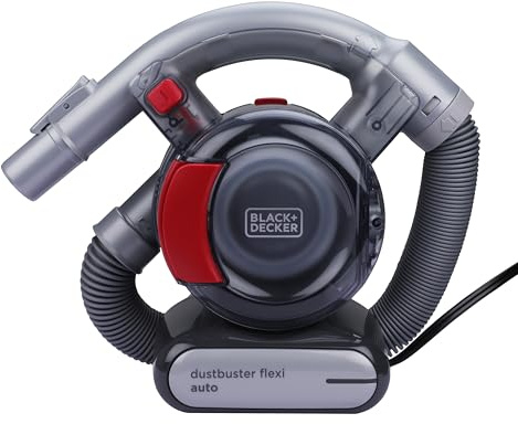 BLACK+DECKER beutelloser Auto-Handstaubsauger Dustbuster mit Flexi-Schlauch und 12V Autoanschluss, inklusive Fugendüse und Polsterbürste, PD1200AV-XJ