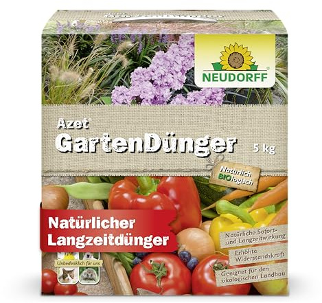 Neudorff Azet GartenDünger – Bio Gartendünger fördert die Blühkraft und reiche Ernte aller Gartenpflanzen mit natürlicher Sofort- & Langzeitwirkung, 5 kg