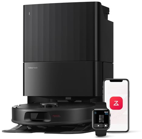 roborock Qrevo Serie Saugroboter mit Wischfunktion&Hebarem Wischmopp, 8000Pa Saugkraft(verbessert von Qrevo S), Anti-Verfilzungs-Seitenbürste, Hindernisvermeidung, All-in-One Dock, Schwarz(QV 35A)