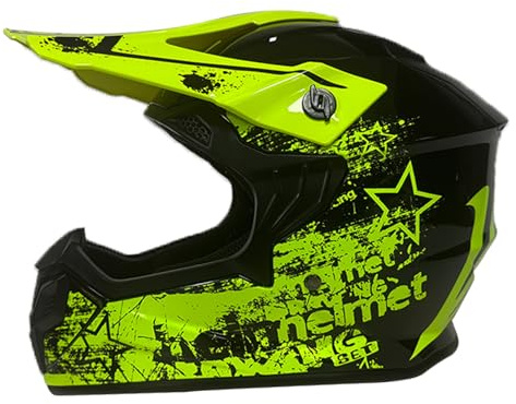 MtQcBdHy Motocross Helm Kind, ECE 22.06 Zertifizierung Motorradhelm, Jugend Motorrad Downhill Full Face ATV Helm, Cycling Helmet With Visor, MTB Cross Helm Kinder Mit Belüftung Entlüftung(Yellow,M)