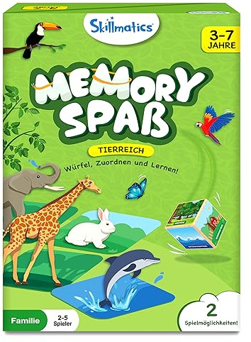 Skillmatics Brettspiel - Memory Spaꞵ Tierreich | Lustiges und schnelles Gedächtnisspiel für Kinder, Geschenk für Mädchen und Jungen von 3 bis 7 Jahren