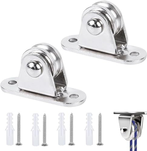 Umlenkrolle mit Duplex-Lager, Metall Umlenkrollen, Seilrolle, Stehblock flaschenzug, Stehblock flaschenzug für seile, Mit 4 Schrauben und 4 Kunststoffhülsen (2 Stück)