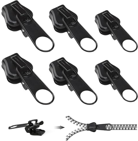 Reißverschluss zipper, Frundoo 6 Stück Kunststoffe Universell Abnehmbares Ersatz Reisverschluss-reparaturset, Reißverschluss Reparieren, Reisverschluss Fix Kit für Jacke/Mantel/Rucksack (6PCS-A)