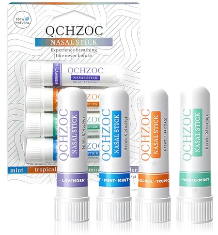 4 Stück Nasal Stick,Tragbare Nasal Stick,Inhalierstift für die Nase,Linderung der Nasenverstopfung,Verbessert Die Atmung Und Steigert Den Fokus,Perfekt für Arbeit, Studium oder Reisen
