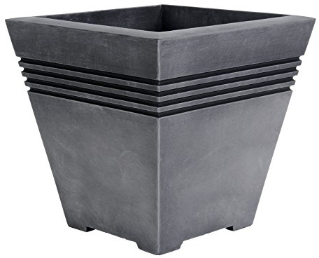 Strata Milano Pflanzentopf, quadratisch, Pewter, 33.5 x 33.5 x 33 cm