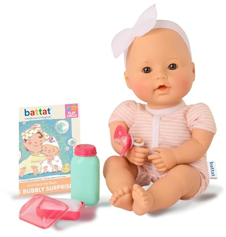 Battat Cozy Moments Badezeit-Babypuppe mit weichem Körper, 30 cm | 30 cm große Babypuppe mit weichem Körper, Badezubehör und Bilderbuch für Rollenspiel und Vorlesen, Badezeit, 2+ Jahre
