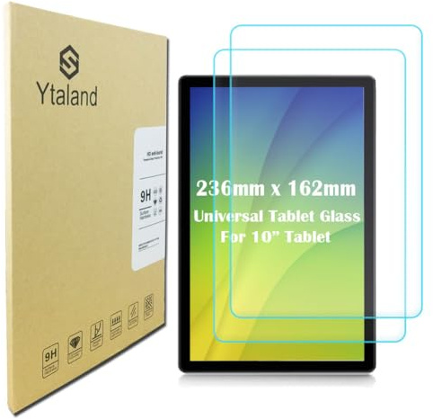Ytaland Universal Schutzfolie für Panzerglas für Tablet 9.6 Zoll -10.1 Zoll, 2 Stück 9H Härte Displayschutz, HD Clear Panzerfolie Displayschutzfolie Panzer Schutz Glas [9.29 Zoll x 6.38 Zoll]
