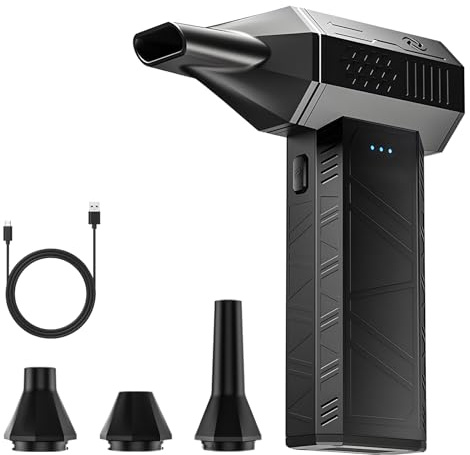 Elektrische Staubgebläse,110000RPM Electric Air Duster Cordless, 3-Gang einstellbare Mini-Gebläse mit Akku, 5.000 mAh wiederaufladbarer Akku, Mini-Format, mit 4 Düsen und Überhitzungsschutz.