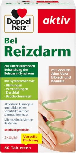 Doppelherz Bei Reizdarm - mit Zeolith, Aloe Vera, Eibisch und Kamille | Medizinprodukt zur unterstützenden Behandlung des Reizdarm-Syndroms – 60 Tabletten
