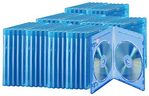 PEARL Blue ray Huelle: Blu-ray Soft-Hüllen blau-transparent im 50er-Pack für 2 Discs (Jewel Boxen, Bluray Hüllen, Box)